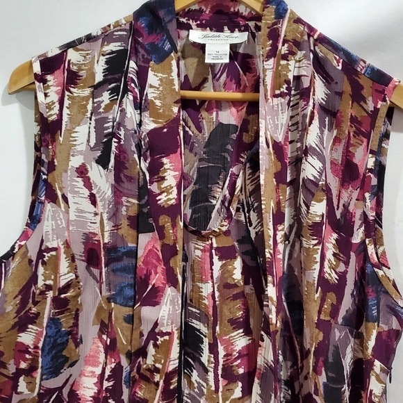 NWT Vintage Y2K Judith Hart Moulin Rouge Purple Plum Sleeveless Blouse Large - Picture 2 of 10